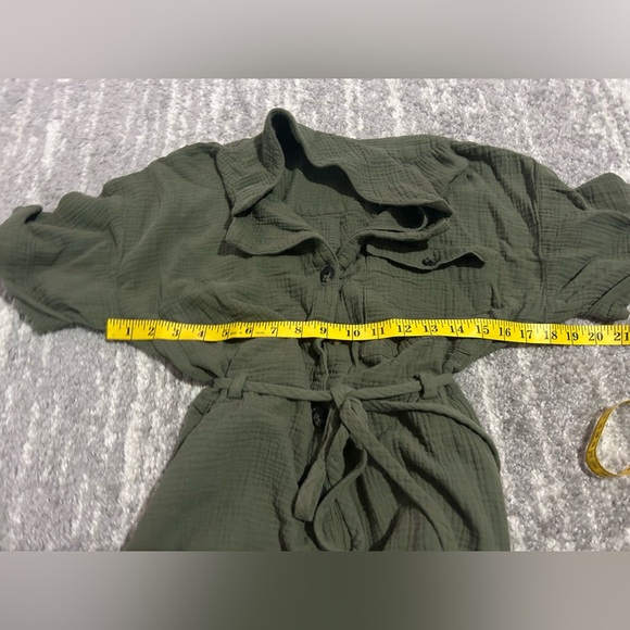 Madewell Safari Romper Sz M Belted Gauze Cotton Olive Army Green Romper So Soft! - Picture 6 of 8